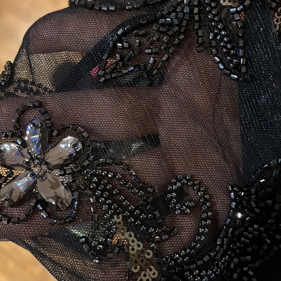 XSCAPE Long Beaded Top Sheer Matte Jersey Skirt Dress - Picture 14 of 15